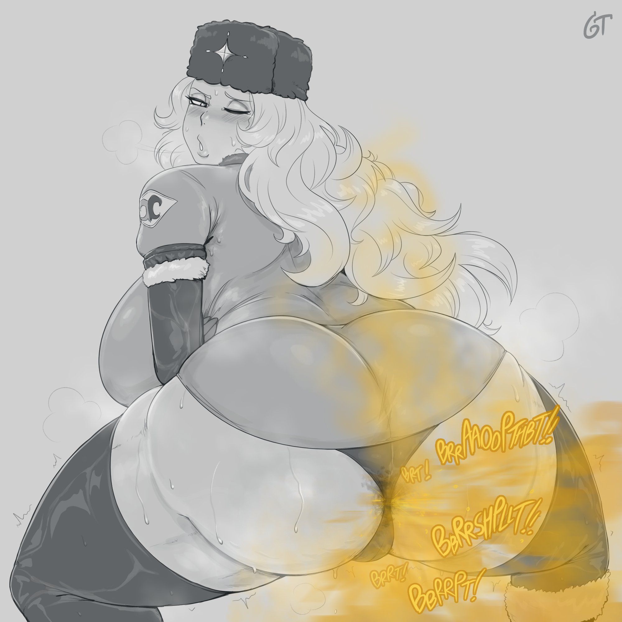 1girls, anus, ass, big ass, blonde, blonde female, blonde hair, blonde hair female, blonde-haired female, blue eyed female, blue eyes, blue eyes female, blush, fart, fart cloud, fart fetish, farting, female, gassytank, gastank, kolin (street fighter), panties, shart, sharted, sharting, sigh, sigh of relief, sighing, solo female, street fighter, uncolored, wink, winking