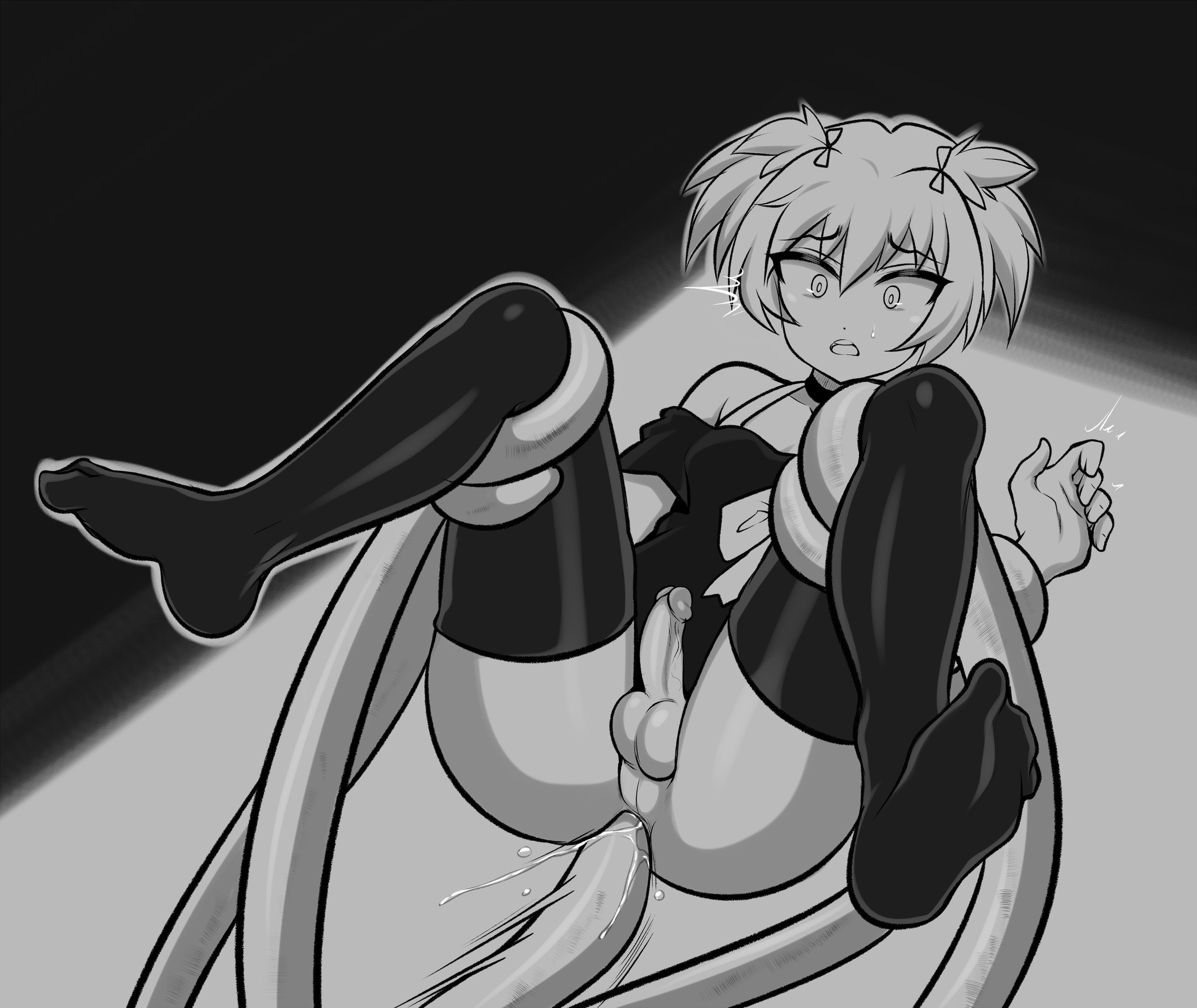 1boy, aldharoku, anal, anal insertion, assassination classroom, balls, canon crossdressing, crossdressing, erection, feet, femboy, girly, greyscale, legwear, male, male only, monochrome, penis, rape, shiota nagisa, solo, tentacle, tentacle in ass, tentacle penetration, tentacle rape, testicles, thick thighs, thighhighs, thighs, uncensored