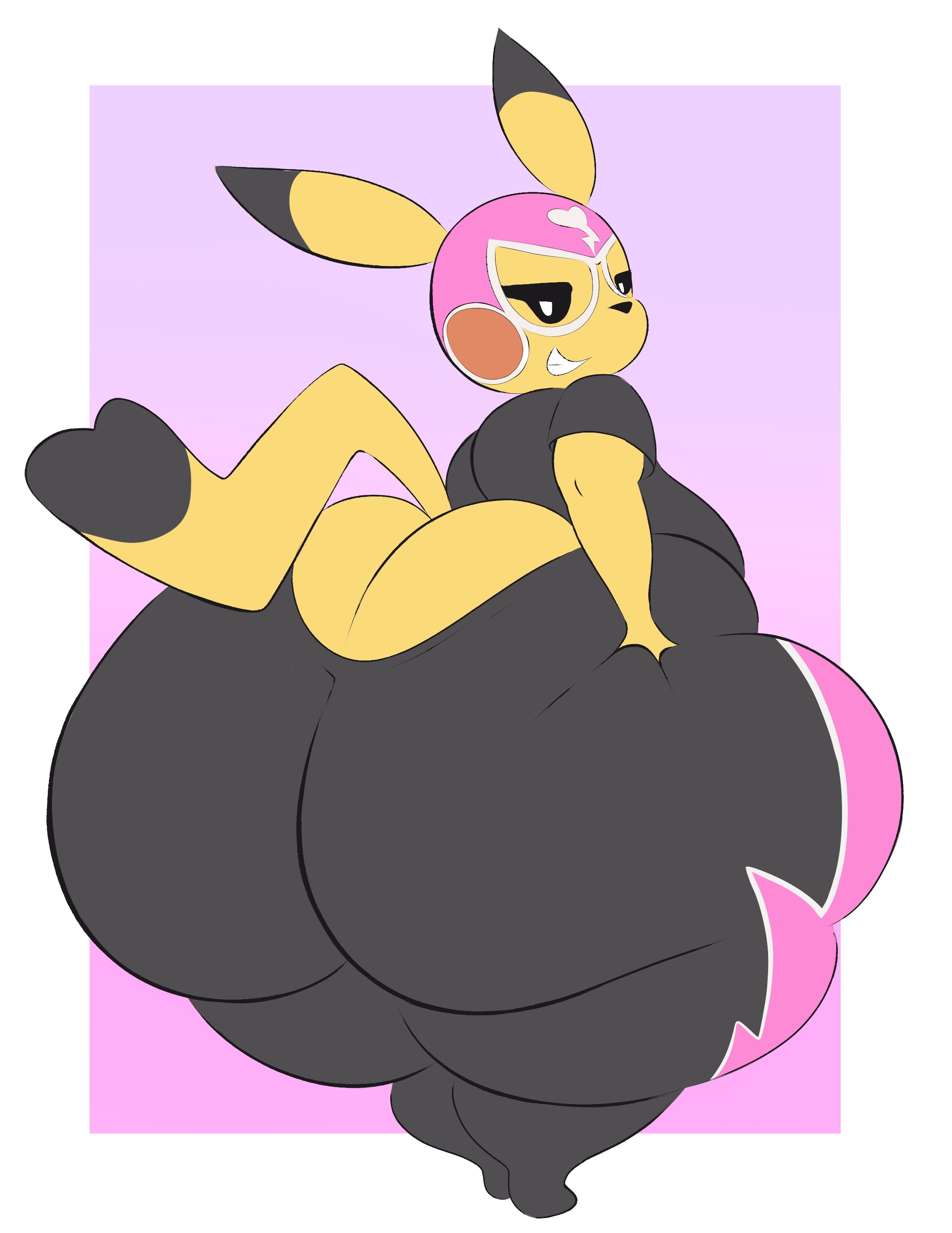 arizonathevixen, ass, ass cleavage, ass crack, big ass, big breasts, breasts, bubble ass, bubble butt, butt crack, cosplay pikachu, female, furry, huge ass, pikachu, pikachu libre, pokémon (species), pokemon, pokemon (species), thick thighs, wide hips