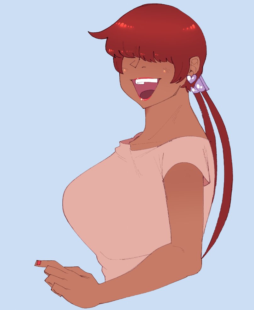 1girls big_breasts breasts busty earrings female heart huge_breasts king_of_fighters long_hair looking_at_viewer open_mouth ponytail red_hair shermie_(kof) smiling_at_viewer tan tan_body tan_skin tied_hair voluptuous voluptuous_female