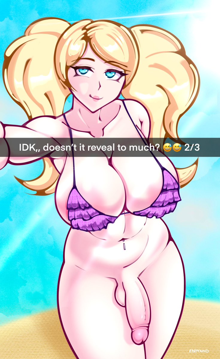 1futa 2024 ann_takamaki balls better_version_at_source big_breasts big_penis bikini breasts clothed clothing erection futa_only futanari human karfound light-skinned_futanari light_skin long_hair lowres mostly_nude penis persona persona_5 selfie solo standing twintails