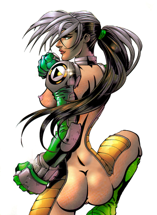 1girls anna_marie ass edit female female_only joe_madureira marvel marvel_comics photoshop pussy rogue_(x-men) solo tagme x-men