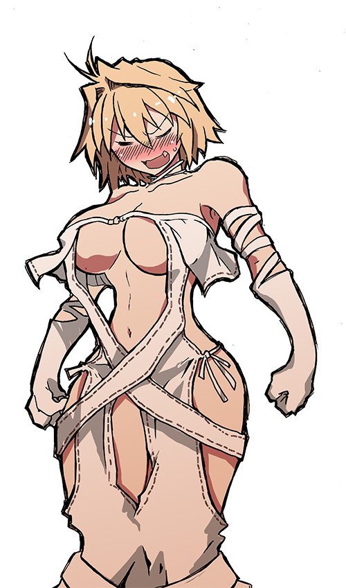 !? ... arcueid_brunestud bare_shoulders blonde_hair blush breasts brown_gloves center_opening character_name choker closed_eyes collarbone cosplay cowboy_shot curvy dress embarrassed emphasis_lines fate/grand_order fate_(series) female gakuran gloves hair_between_eyes hair_intakes large_breasts legs_together looking_at_another no_bra no_panties nose_blush oerba_yun_fang revealing_clothes ribbon-trimmed_dress school_uniform short_hair side-tie_dress simple_background speech_bubble spoken_ellipsis standing strapless strapless_dress surprised sweatdrop tagme tententensan tentententensan tsukihime underboob white_choker white_dress yu_mei-ren_(fate) yu_mei-ren_(fate)_(cosplay)