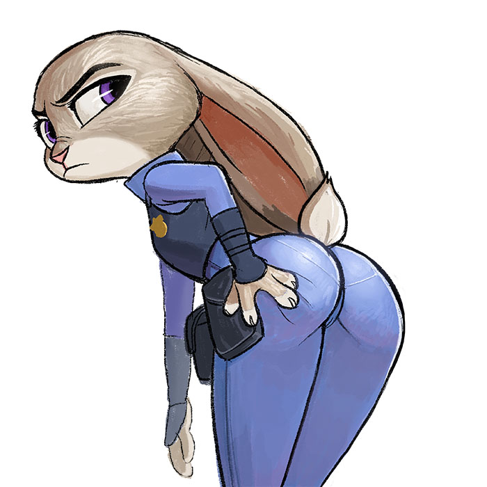 2d angry ass bending_over bunny bunny_ears bunny_girl disney female full_color fully_clothed furry judy_hopps mangamaster no_penetration solo solo_female white_background zootopia