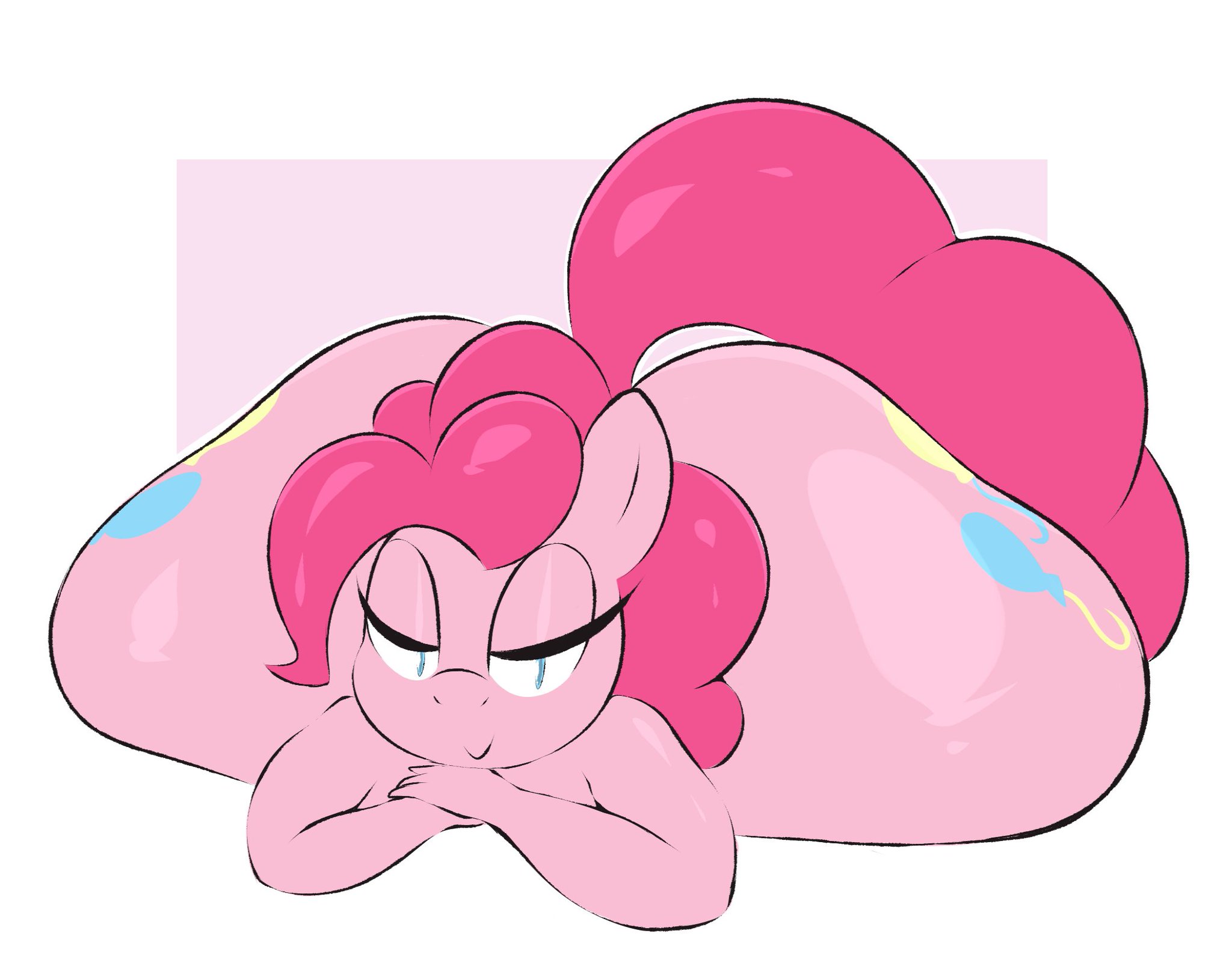 anthro, arizonathevixen, ass, bedroom eyes, big ass, big butt, blue eyes, cutie mark, earth pony, equid, equine, female, friendship is magic, gigantic ass, gigantic butt, hair, hasbro, hi res, horse, huge ass, huge butt, hyper, hyper ass, hyper butt, large ass, large butt, looking at viewer, lying, mammal, massive ass, massive butt, my little pony, narrowed eyes, on front, pink body, pink hair, pinkie pie (mlp), pony, seductive, smile, solo