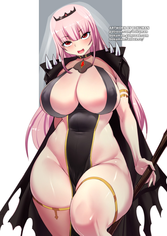 1girls, big breasts, bokuman, breasts, eye contact, female, female focus, female only, hololive, hololive english, hololive myth, huge breasts, looking at viewer, mori calliope, pink eyes, pink hair, solo, standing, thick thighs, thighs, virtual youtuber, voluptuous, wide hips