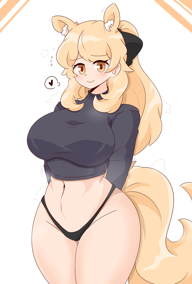 animal_ears arknights black_panties blemishine_(arknights) blonde_hair breasts female horse_ears horse_girl horse_tail large_breasts panties tail underwear