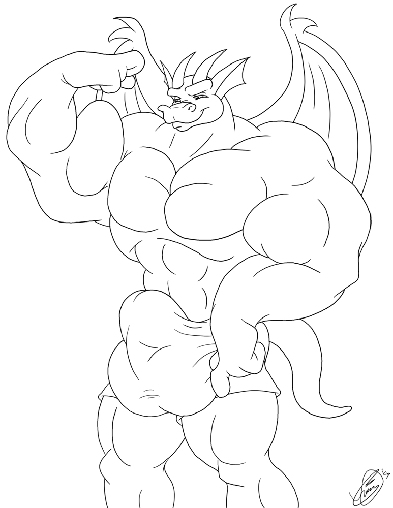 2009 abs anthro biceps big_biceps big_bulge big_pecs bulge clothed clothing dragon ear_fins fin flexing_bicep horn juano line_art looking_at_self male membrane_(anatomy) membranous_wings monochrome muscular muscular_anthro muscular_arms muscular_male pecs redsaber_(character) scalie tail underwear underwear_only western_dragon wings