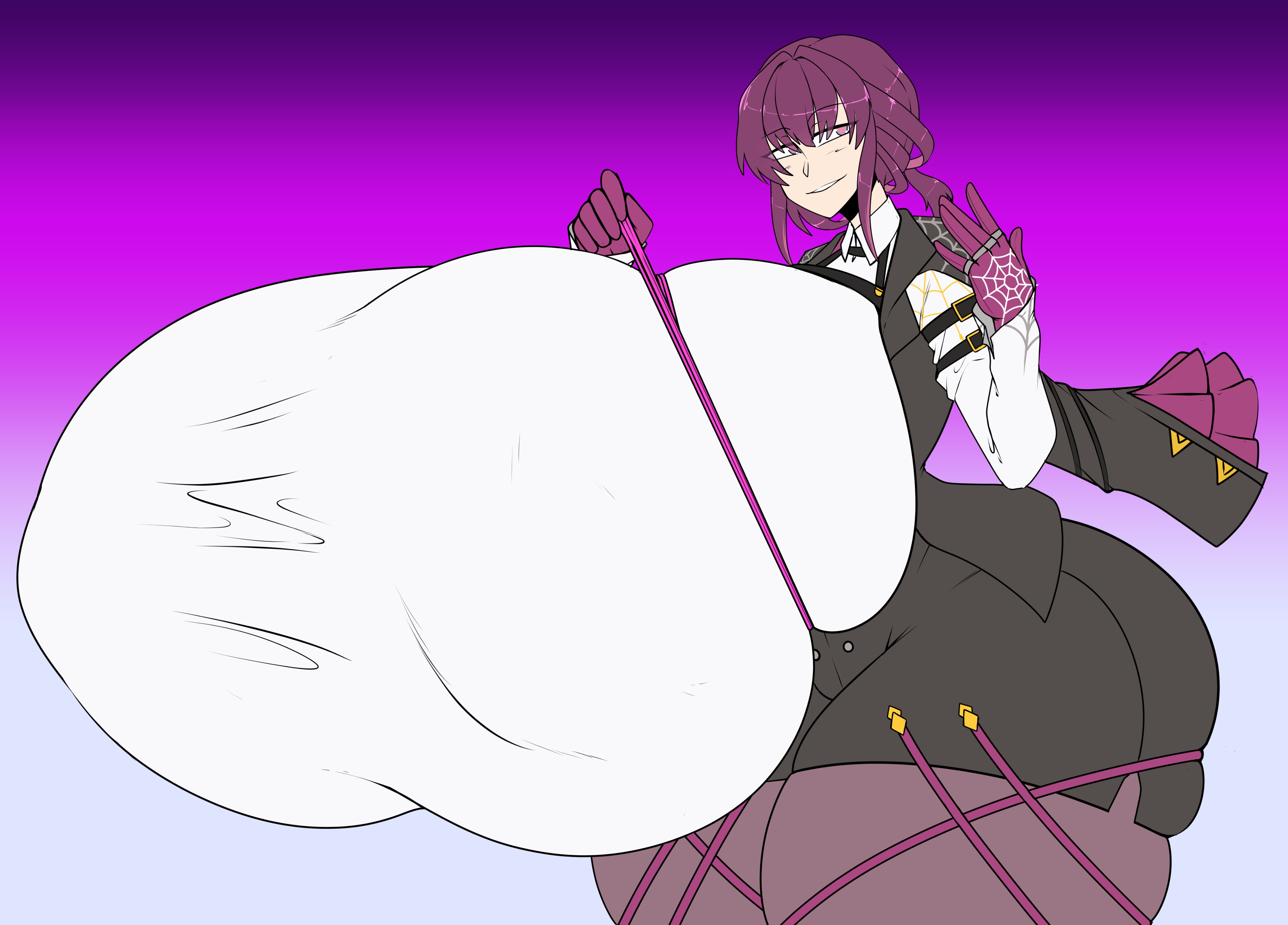 1girls, ass, breasts, breasts bigger than head, breasts bigger than torso, clothed, female, gigantic breasts, honkai: star rail, huge ass, hyper, hyper breasts, inflation, kafka (honkai: star rail), massive breasts, rust and bolts, solo