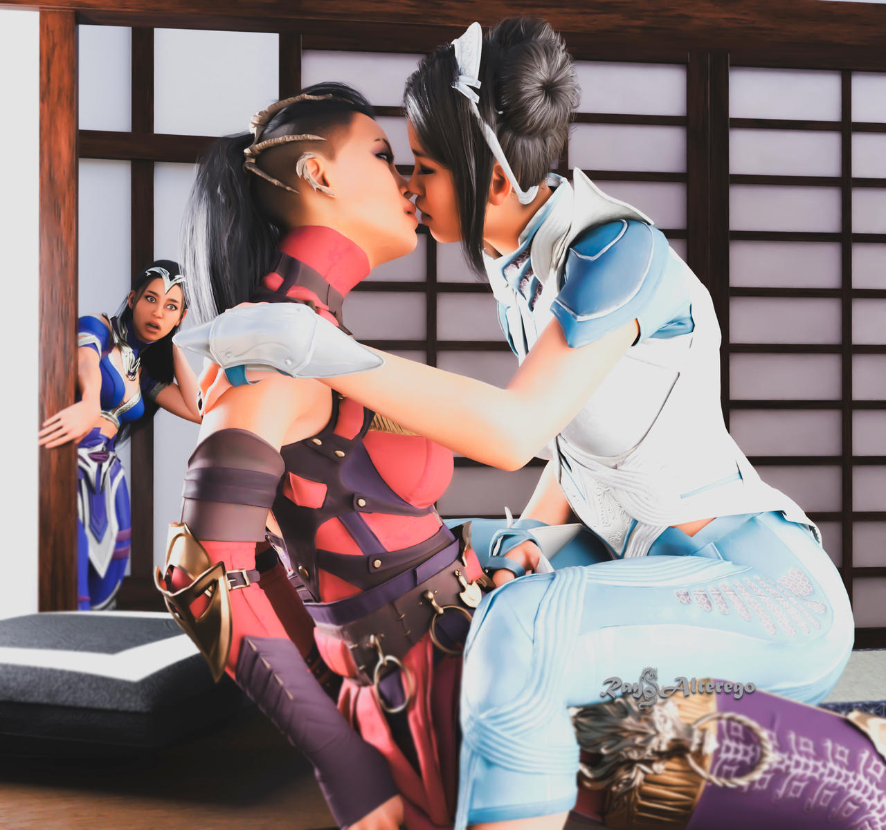 3d 3girls black_hair breasts curvaceous curves curvy curvy_figure dark_hair edenian female hips hourglass_figure incest kitana kiteena kunoichi legs light-skinned_female light_skin mature mature_female mileena mortal_kombat mortal_kombat_1_(2023) netherrealm_studios ninja princess rayalterego23 sisters slim_waist tarkatan thick thick_hips thick_legs thick_thighs thighs titan_kitana twincest twins voluptuous waist wide_hips yuri