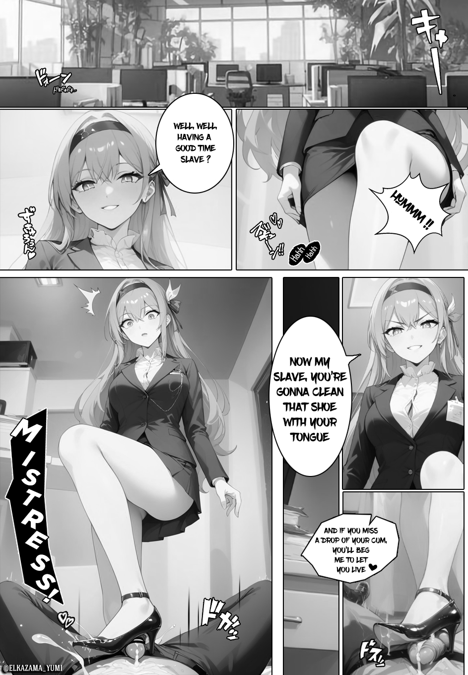 ai_generated black_and_white cum cumshot dominant dominant_female femdom firefly_(honkai:_star_rail) footjob heeljob heels