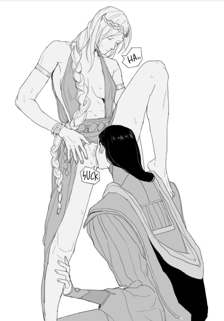 2girls, black and white, breasts, cleavage, couple, cunnilingus, elden ring, feet, female, female only, fromsoftware, inner sideboob, legs up, lucy maud1, queen marika the eternal, rennala queen of the full moon, yuri