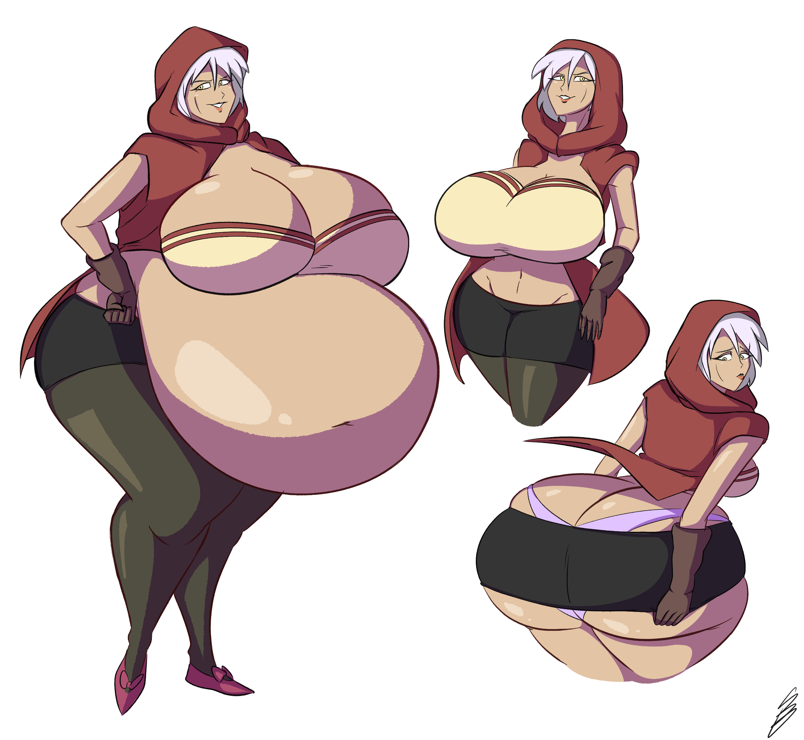 1girls, ass, ass expansion, belly, belly expansion, belly inflation, big belly, breast expansion, breast growth, breast growth (enlargement), breasts, cleavage, dark skin, dark-skinned female, expansion, fat, fat female, female, female only, huge ass, huge belly, huge breasts, inflation, panties, solo, solo female, thick thighs, white hair, wide hips