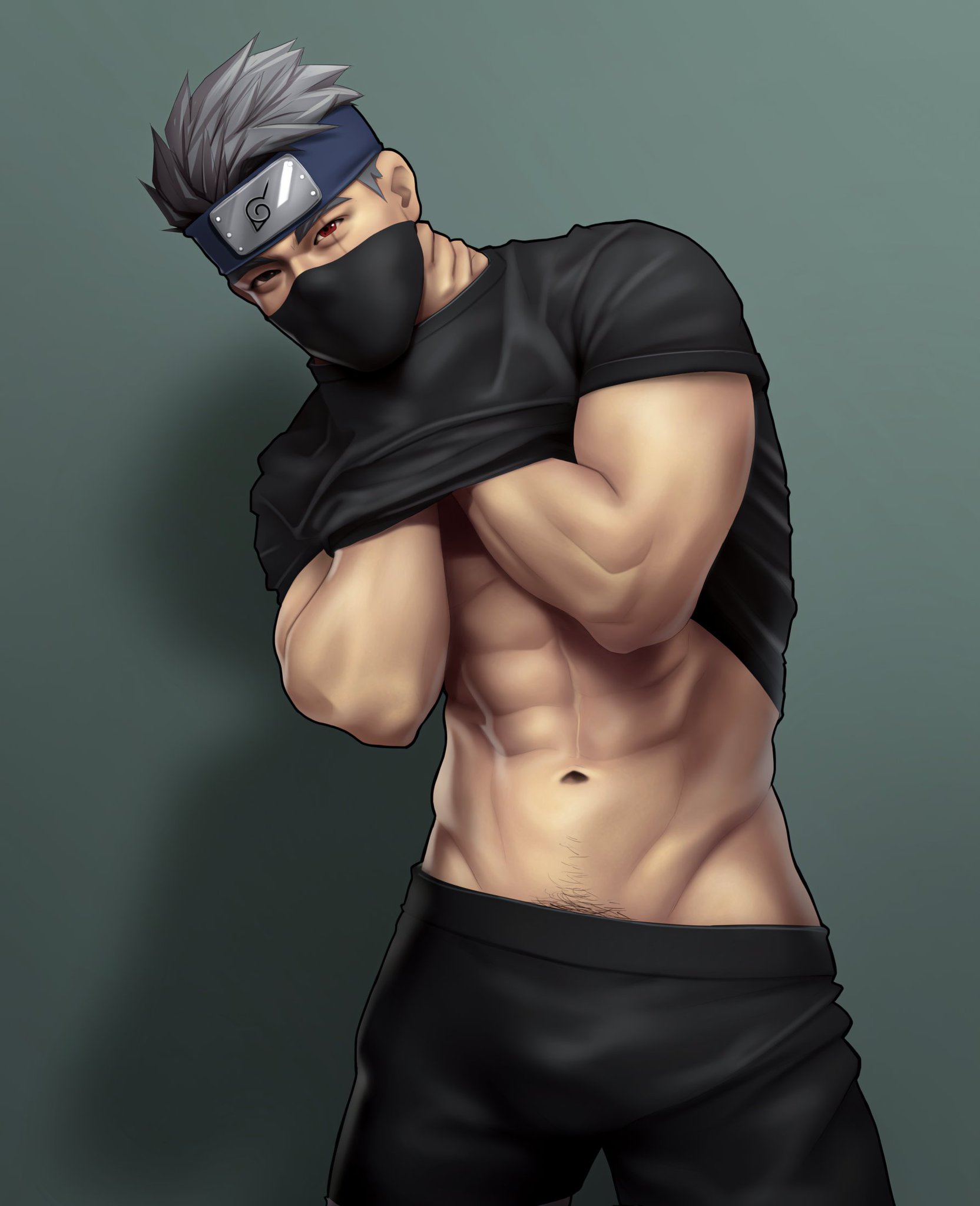 1boy, boruto: naruto next generations, bulge, hatake kakashi, male, male only, masked, muscles, muscular, muscular male, naruto, naruto (classic), naruto (series), naruto shippuden, nerdyart, shirt lift, silver hair, sole male, solo, solo male, uncensored