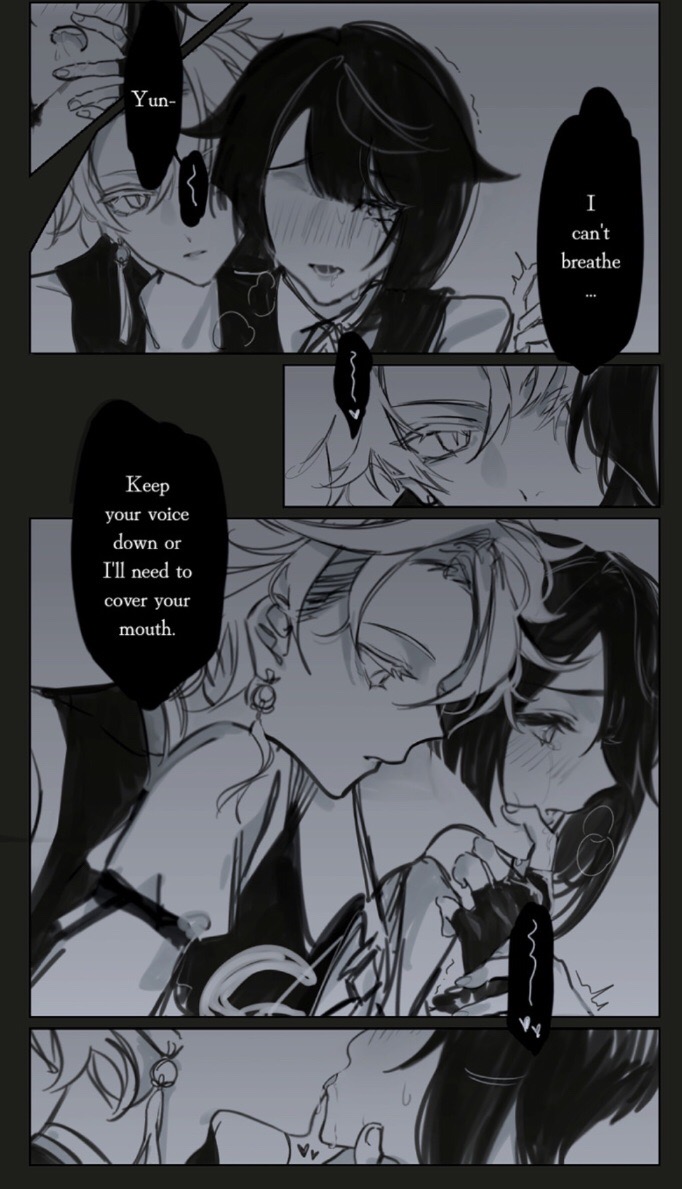 2boys, blush, chongyun (genshin impact), femboy, from behind, from behind position, gay, genshin impact, holding chin, kissing, male, male only, tagme (artist), xingqiu (genshin impact), yaoi