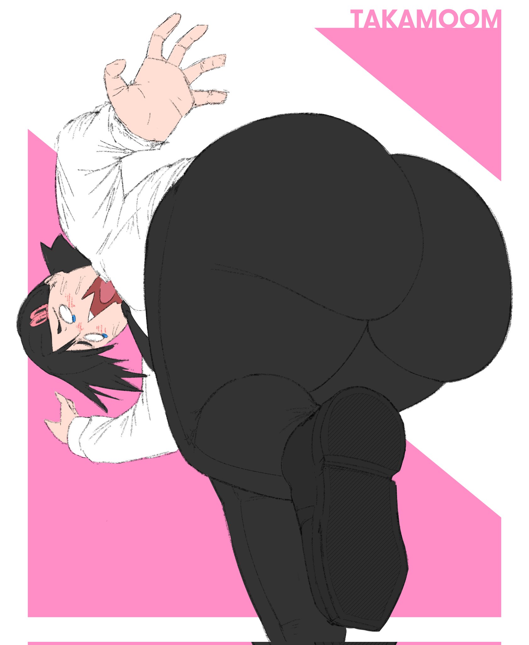 ass, ass focus, bubble ass, bubble butt, chainsaw man, crying, embarrassed, female, higashiyama kobeni, huge ass, tagme, takamoom