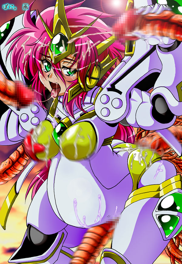 1girls censored clothing cum cum_in_pussy cum_inside double_penetration female green_eyes pink_hair poni. pregnant pussy rape super_robot_wars super_robot_wars_the_lord_of_elemental tentacle uniform valsione valsione_r