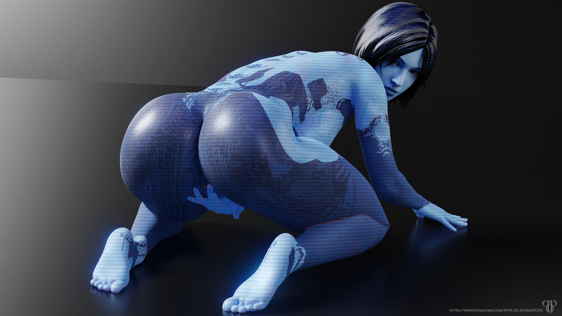 3d, amanda sparkle, artificial intelligence, ass, blender, blender cycles, bubble ass, bubble butt, cortana, female, fingering, halo (series), halo 4, no source, popa 3d animations, tagme