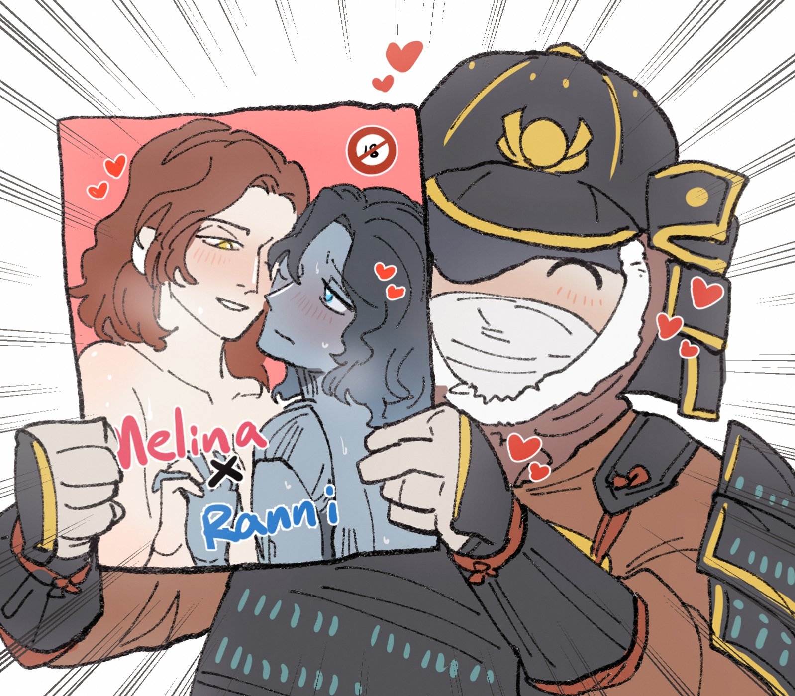 blush, bonedwoo, cute, elden ring, female, female only, fromsoftware, heart, holding hands, kissing, melina (elden ring), nude, nude female, ranni the witch, ship, tarnished, wholesome, yuri