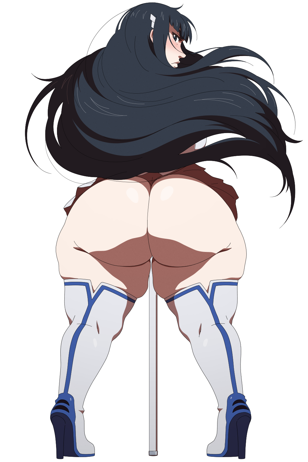 1girls bubble_butt dumptruck_ass fat_ass_teen huge_ass khexxi kill_la_kill kiryuuin_satsuki looking_at_viewer looking_behind looking_over_shoulder skirt teenage_girl teenager