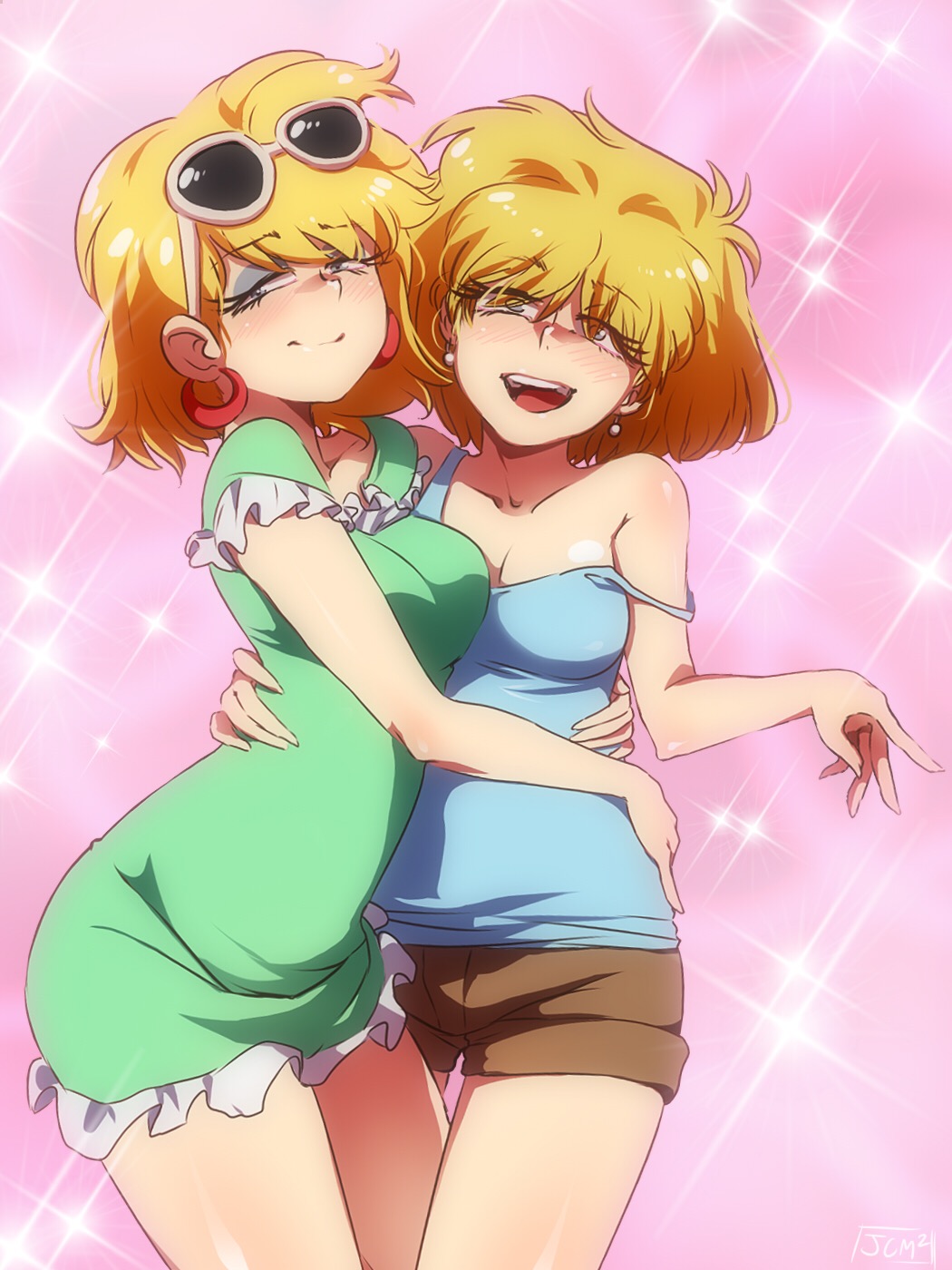 2girls, ass, big ass, big breasts, big butt, big nipples, blonde female, breasts, female, female only, jcm2, leni loud, lori loud, multiple females, multiple girls, the loud house