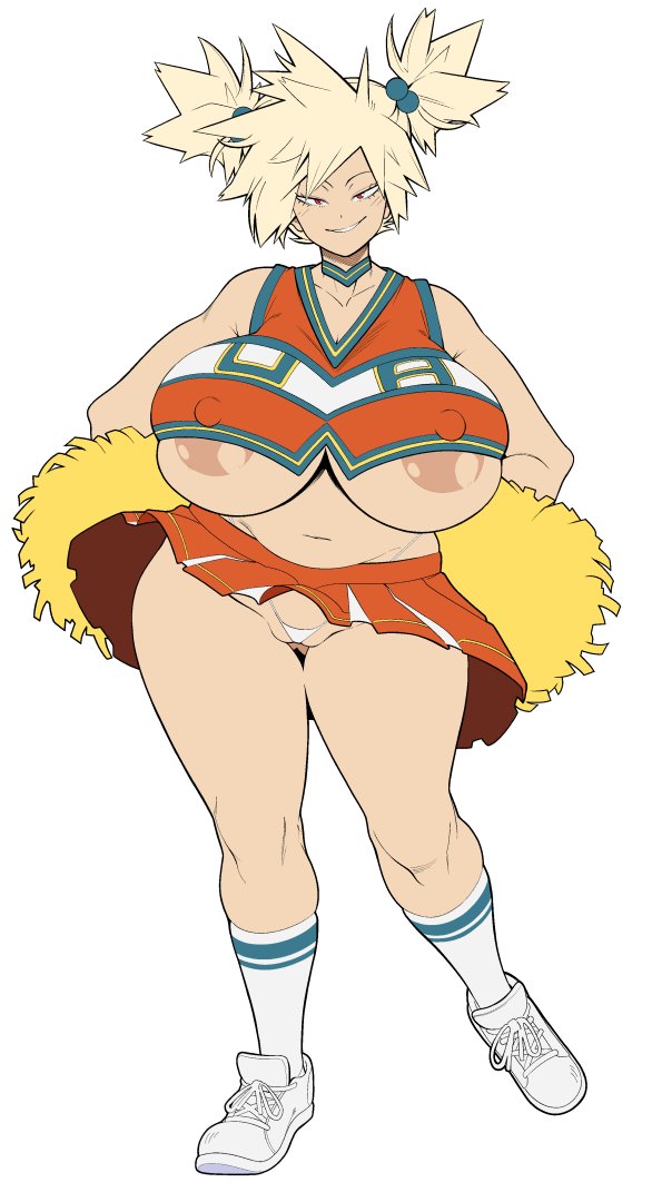 1girls 2022 areola_slip areolae blonde_hair breasts bunkwizard cheerleader cheerleader_uniform female female_only hand_on_hip hips huge_breasts large_areolae looking_at_viewer mature_female milf mitsuki_bakugou mother my_hero_academia naughty_face nipples panties pom_poms red_eyes simple_background spiky_hair thick_thighs thighs underboob venus_body white_background white_panties wide_hips