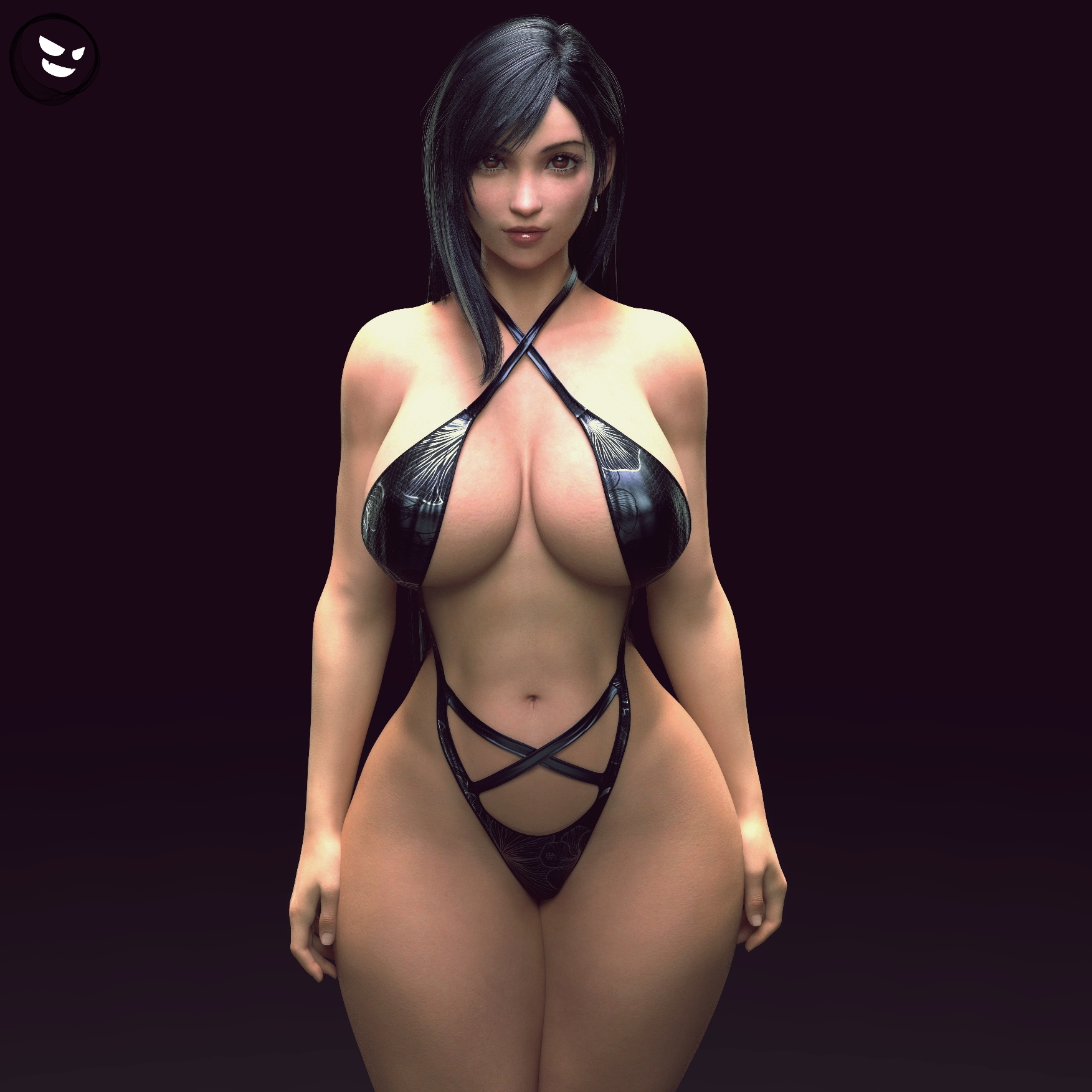 1girls, 3d, big breasts, bikini, breasts, female, female only, final fantasy, final fantasy vii, final fantasy vii remake, gm studios, navel, sling bikini, solo, solo female, swimsuit, thick thighs, tifa lockhart, wide hips