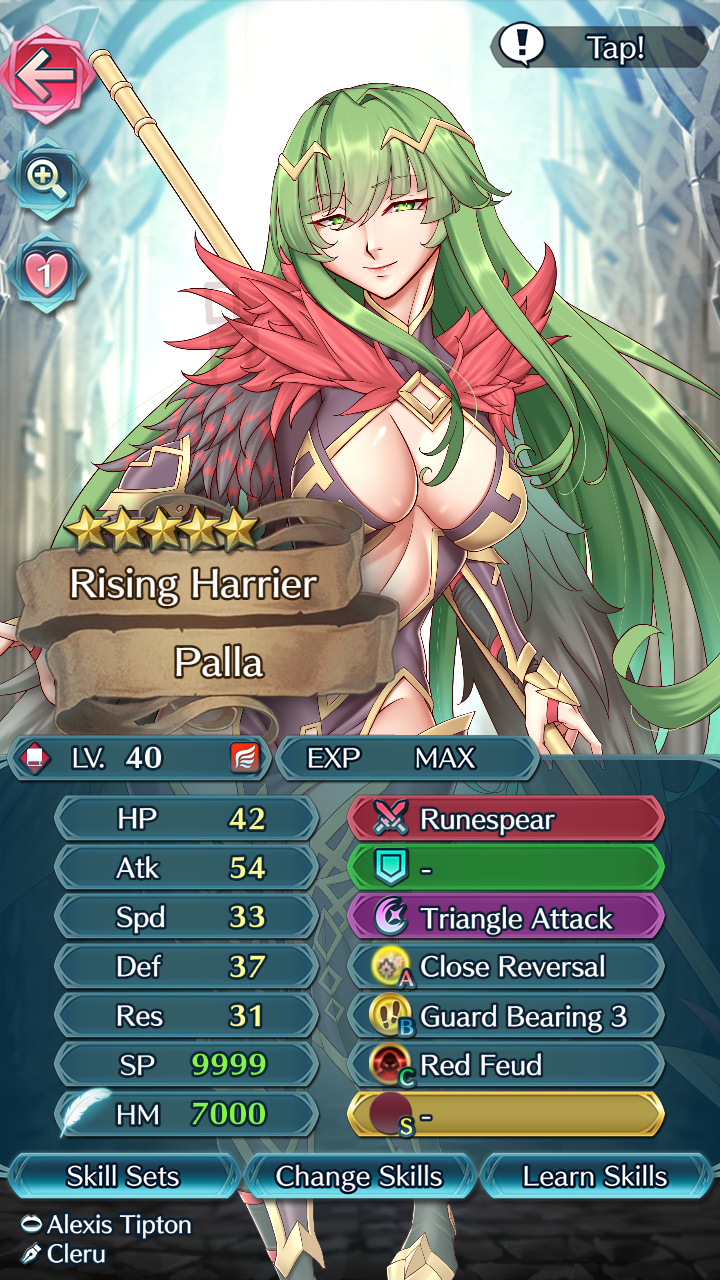 1girls absurdres alternate_costume alternate_version_available bare_thighs boots breasts center_opening cleavage cleavage_cutout cleru_(cleruuuuu) clothing_cutout cowboy_shot crown english_commentary english_text feather_trim female female_only fire_emblem fire_emblem_echoes:_shadows_of_valentia fire_emblem_heroes green_eyes green_hair groin harrier_(fire_emblem) highres holding holding_polearm holding_weapon large_breasts long_hair long_sleeves looking_at_viewer navel nintendo no_panties palla_(fire_emblem) polearm red_legwear red_nails revealing_clothes simple_background smile solo stats text thigh_boots thighhighs thighs toned very_long_hair weapon white_background