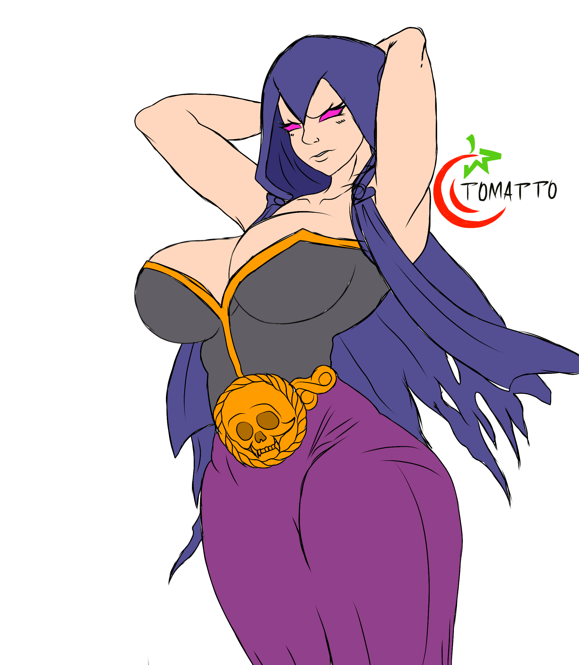 armpit, arms, arms behind head, ass, breasts, clash (series), clash of clans, clash royale, clothed, clothed female, clothing, female, female only, fully clothed, fully clothed female, glowing eyes, huge ass, huge breasts, posing, presenting breasts, solo, supercell, tomatt0, voluptuous, voluptuous female, witch (clash of clans)