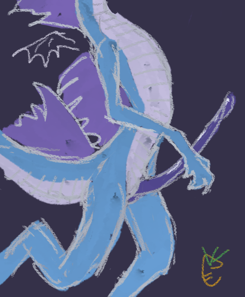 anthro aquatic_dragon belly big_penis black_claws blue_body claws dorsal_frill dragon fin frill_(anatomy) genitals head_crest head_frill huge_cock hyper hyper_genitalia hyper_penis male marine membrane_(anatomy) membranous_frill membranous_wings penis purple_belly rienkarrot slit solo solo_focus tail_frill webbed_hands wings