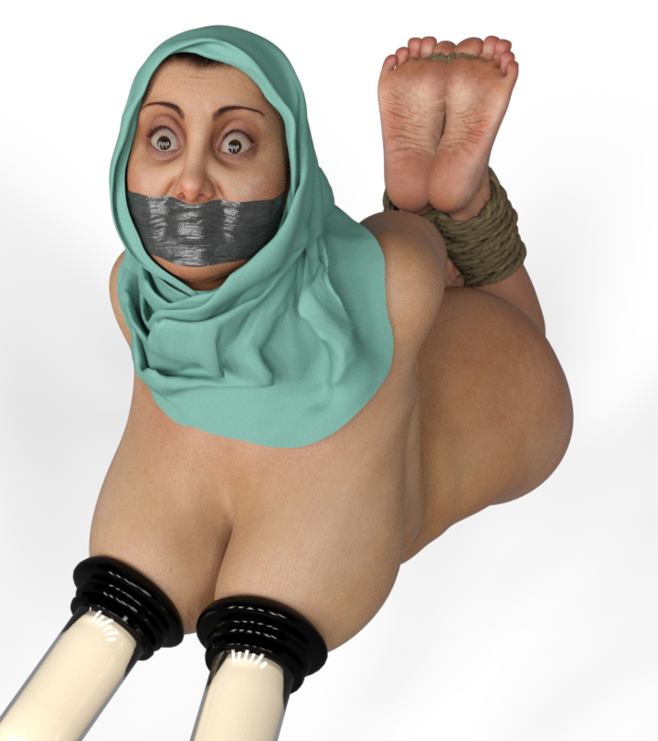 3d bondage chubby daz3d gag gagged hijab mature_female milf milking_machine tikka