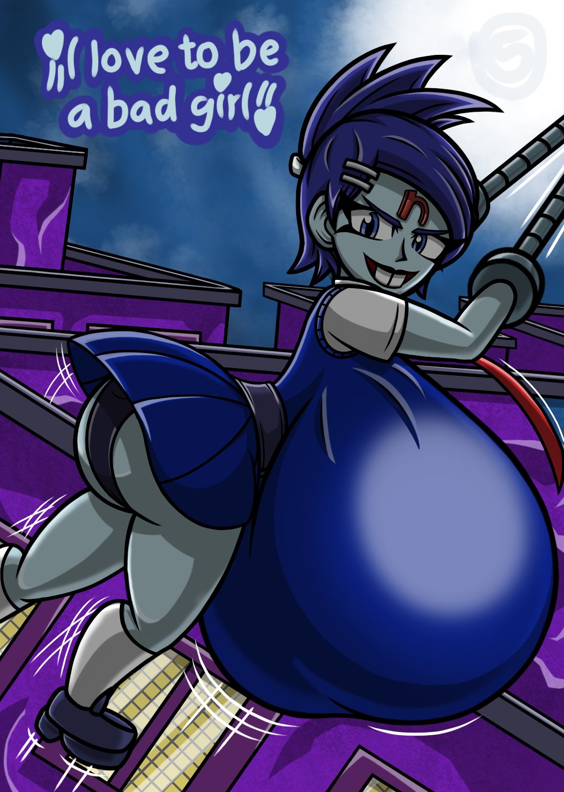 big_breasts blue_eyes blue_skin buckteeth clothed crash_(series) crash_bandicoot_(series) crash_twinsanity giant_breasts goth huge_ass huge_breasts looking_at_viewer massive_breasts nina_cortex panties valerya5