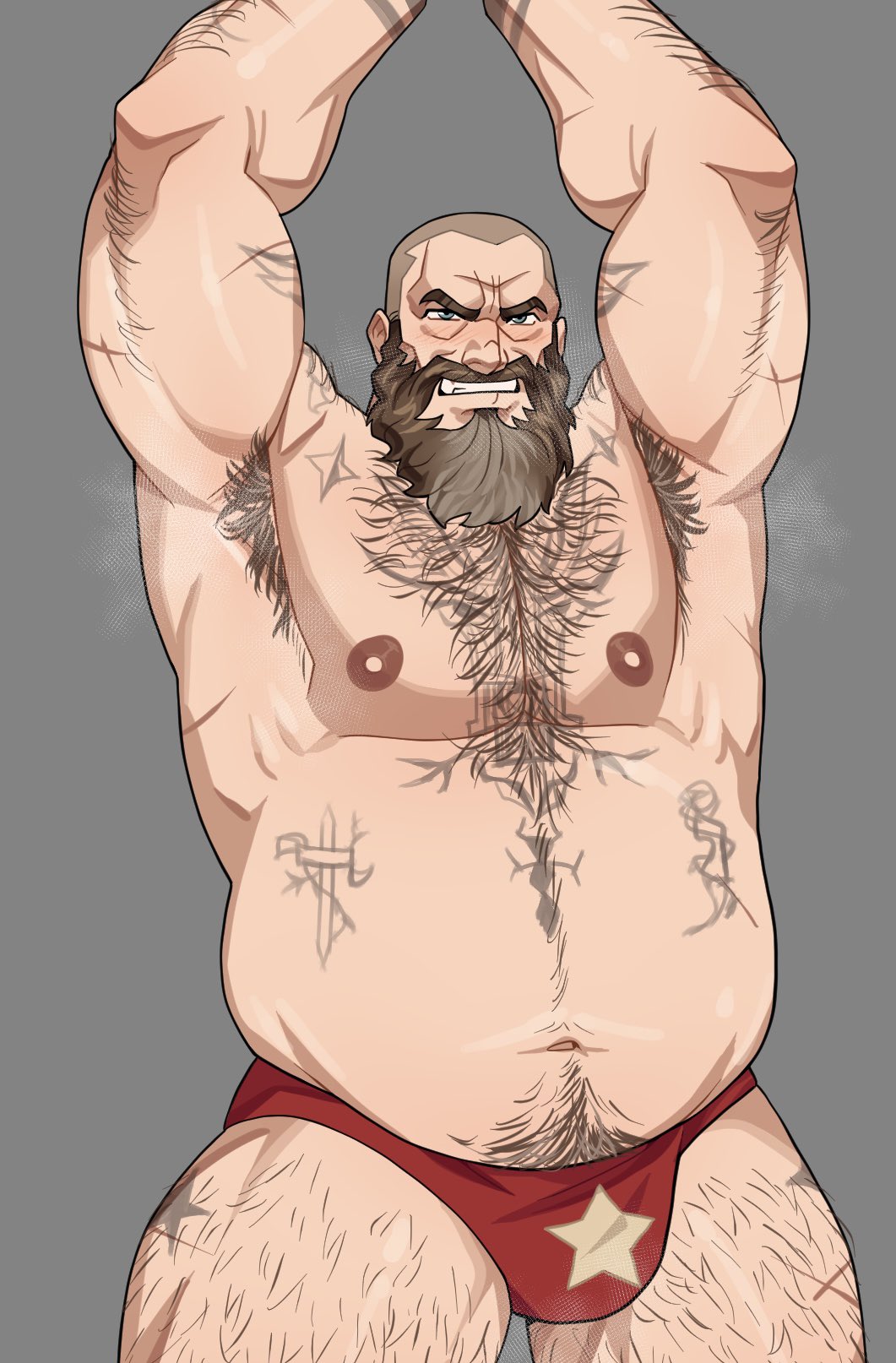 1boy 2025 alexei_shostakov armpit armpit_hair armpits bear beard blush bulge fat fat_male flaccid gay hairy_body hairy_legs hairy_stomach implied_yaoi male male_focus male_only marvel marvel_cinematic_universe musk musk_clouds obese old_male older_male red_guardian_(marvel) restrained revealyoursins solo solo_male sweat sweating sweaty sweaty_body tattoos thunderbolts underwear_only yaoi