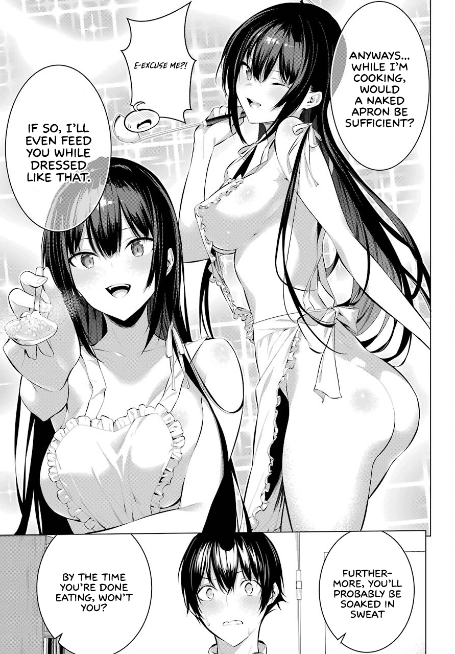 apron apron_only black_and_white blushing feeding haitekudasai_takamine-san long_hair looking_at_viewer manga manga_page naked_under_clothes naked_underneath nipple_slip nude_underneath official official_art official_style one_eye_closed open_mouth shiny_skin sideboob takamine_takane very_long_hair winking_at_viewer yuichi_hiiragi