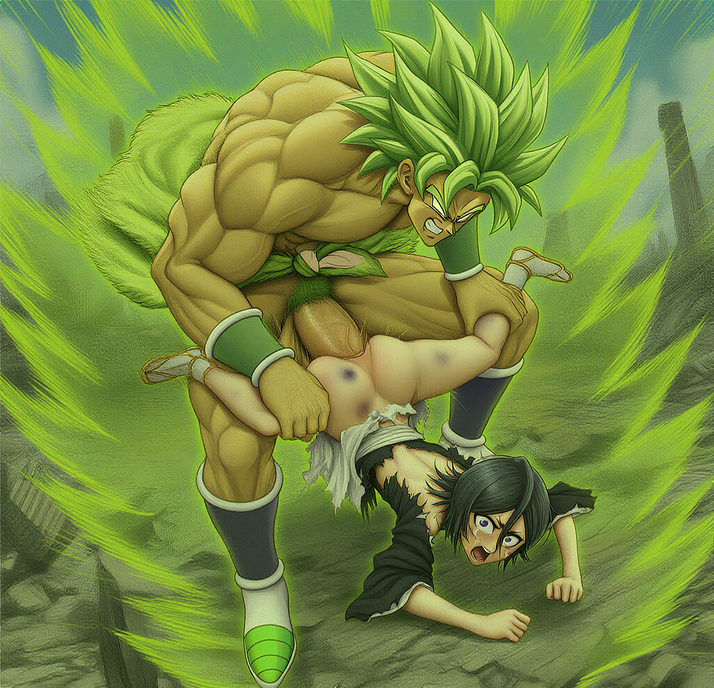 3d_(artwork) bleach broly clapping_ass clapping_cheeks clenched_hand crossover defeated defeated_heroine dragon_ball dragon_ball_super female forced forced_anal fucked_from_behind kuchiki_rukia lifting rape raped size_difference torn_clothes torn_clothing vaginal_penetration