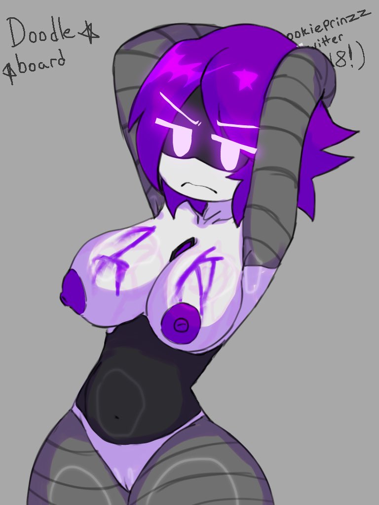 1girls annoyed_expression big_breasts female female_only murder_drones number purple_hair tagme uzi_(murder_drones)