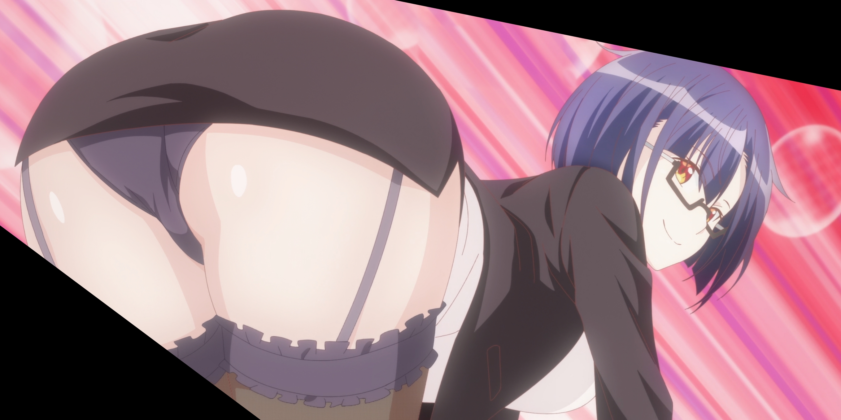 1girls, all fours, arm support, ass, bent over, big ass, big breasts, black panties, breasts, busty, come hither, female, female only, formal clothes, garter straps, glasses, highres, large breasts, legs, looking at viewer, looking back, nias carlin, office lady, open clothes, orange eyes, ore wa seikan kokka no akutoku ryoushu, panties, pose, posing, purple hair, sensual, sexy, sexy pose, short hair, sideboob, skirt, smile, solo, stitched, thighs, underwear, voluptuous