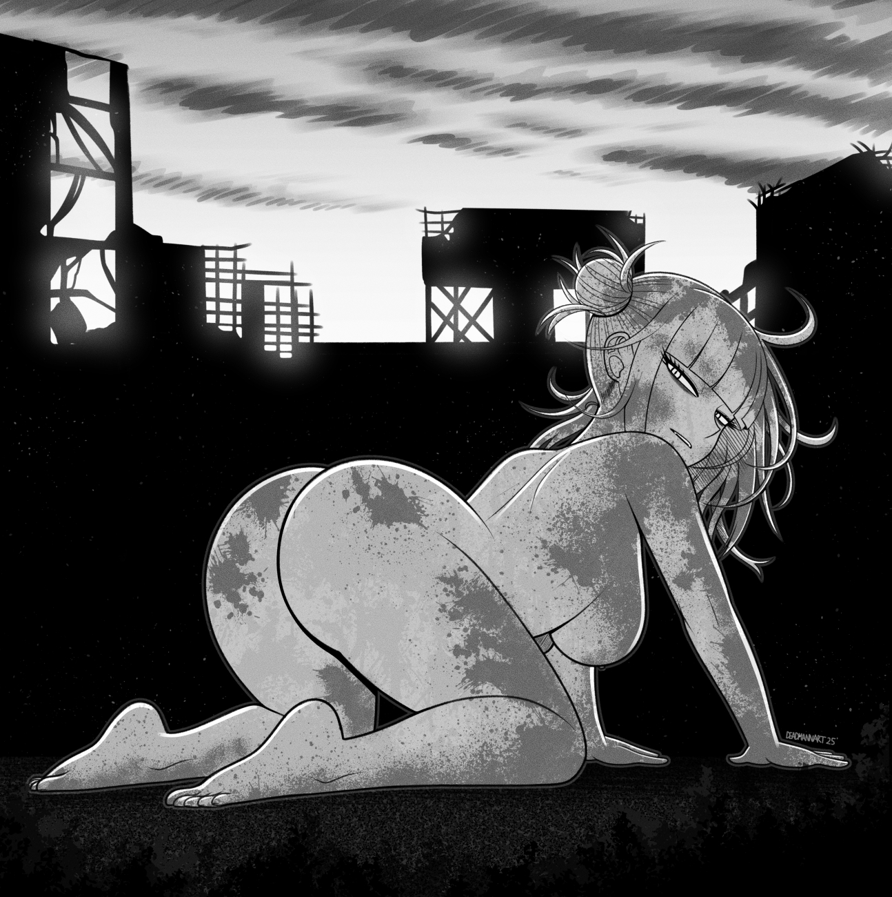 1girls, ass, breasts, dirty, female, himiko toga, my hero academia, nude, on knees, tagme, walkingdeadmann