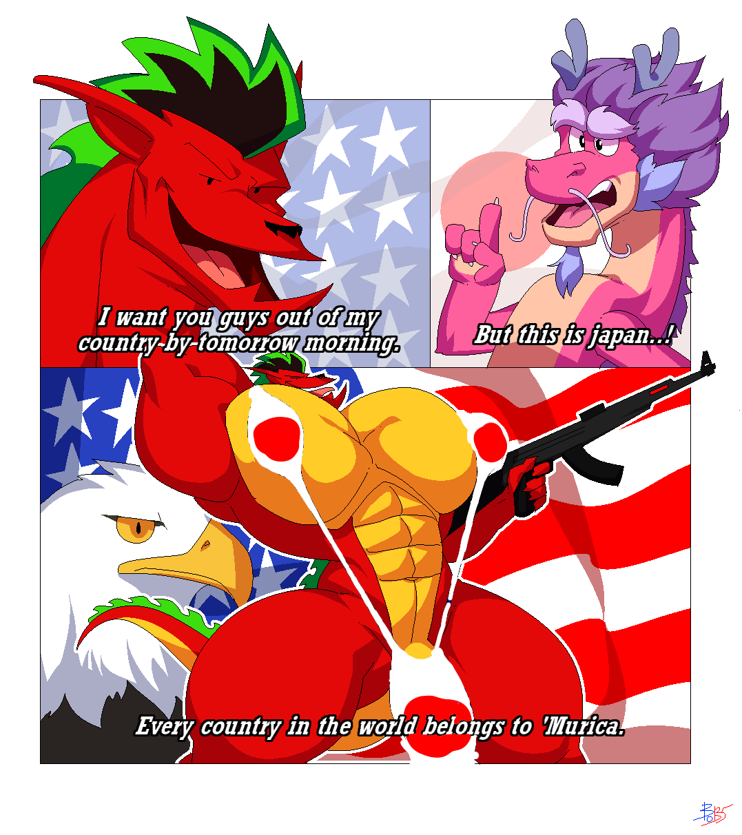 2025 2boys 2d 2d_(artwork) abs accipitrid accipitriform american_dragon:_jake_long anthro anthro_only asian asian_male avian bald_eagle bara barely_clothed big_muscles big_pecs big_penis bird blue_goatee blue_hair blue_horns blue_whiskers bobthetanuki bodybuilder buff butt_from_the_front claws comic country_mankini crossover curvy daddy dialogue digital_drawing_(artwork) digital_media_(artwork) dot_eyes dragon dragon_humanoid eagle eastern_dragon eight_pack english_text extrasizedbob facial_hair firearm flag furry gay goatee green_highlights grin grinning gun hair half-closed_eyes holding_gun holding_object horns humanoid hyper hyper_muscles hyper_pecs jake_long japan_flag japanese_flag long_(wish_dragon) low-angle_view male male_breasts male_focus male_only mankini meme moobs multicolored_body multicolored_fur multicolored_hair multicolored_scales muscular muscular_male mythological_creature mythological_scalie navel netflix nipple_outline nipples no_humans non-human pecs penis penis_exposed_on_mankini penis_outline penis_peek pink_body pink_fur pink_scales pose posing purple_hair red_body red_mankini red_scales rifle scales scalie scalie_humanoid smile smiling tail thick_thighs thighs thong tongue twitter_link two_tone_body two_tone_fur two_tone_hair underwear whiskers white_mankini wide_hips wish_dragon yellow_countershading