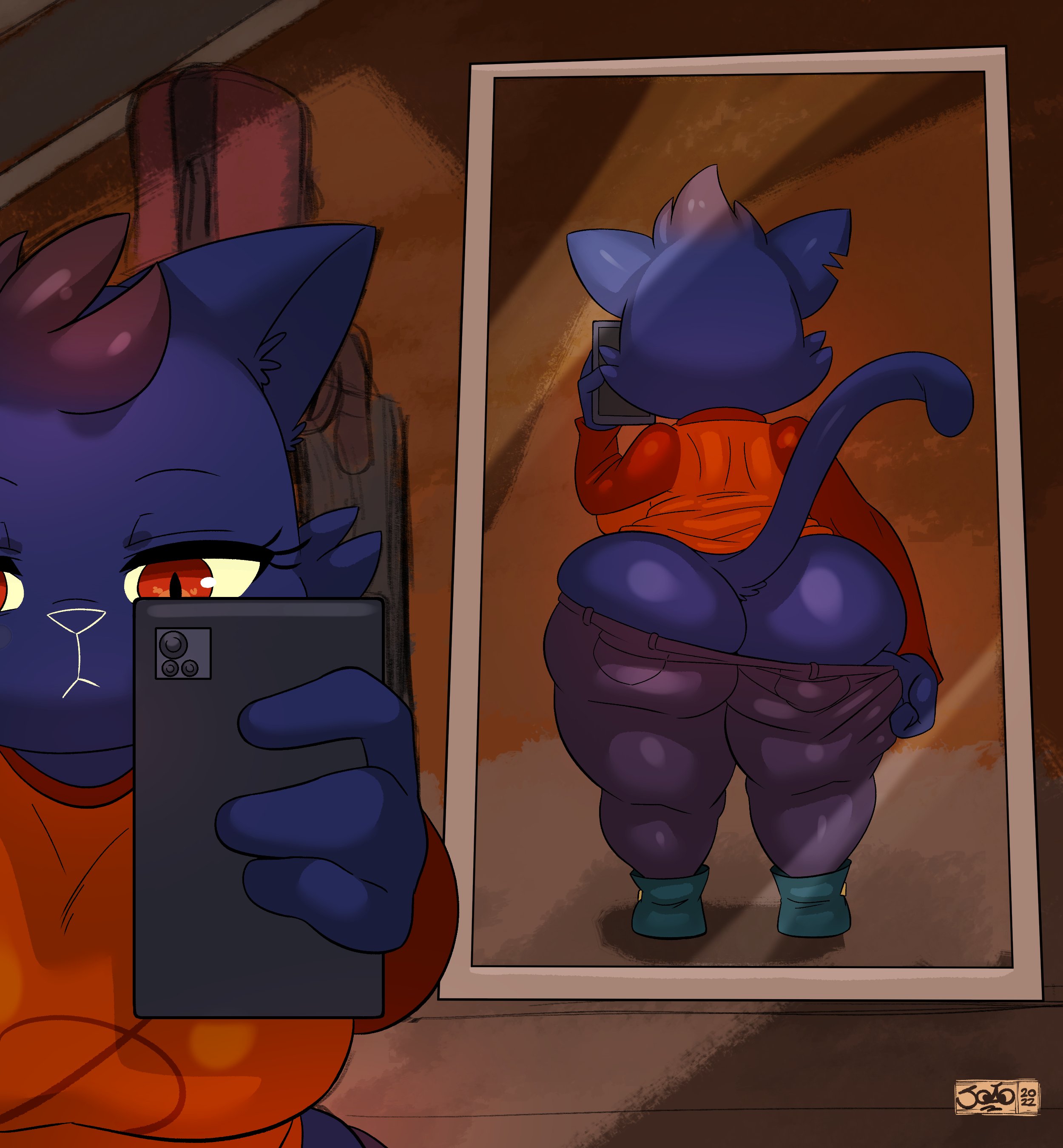 :<, anthro, ass, ass cleavage, ass crack, big ass, big breasts, breasts, bubble ass, bubble butt, butt crack, clothed, clothing, felid, feline, felis, female, fur, furry, furry only, hi res, joaoppereiraus, mae borowski, night in the woods, tagme, tail