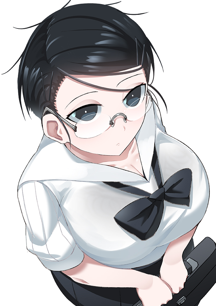 1girls big_breasts black_hair breasts busty curvaceous curvy curvy_body curvy_female curvy_figure curvy_hips female female_focus female_only glasses huge_breasts kannovaku large_breasts nong_waan round_glasses school_uniform schoolgirl schoolgirl_uniform short_hair slim_waist solo solo_female thick_thighs thighs ukavonnak voluptuous wide_hips