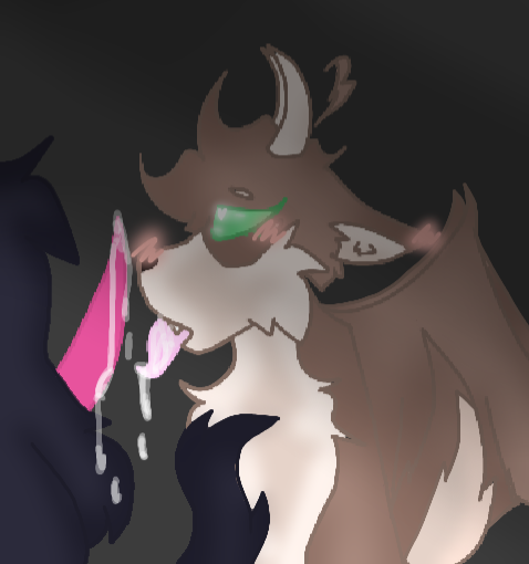 ambiguous_gender anthro_on_anthro artist_request blush cum dragon dripping eyes_closed fluffy fluffy_ears fluffy_tail fur furry gootraxian kaiju_paradise male/ambiguous mochi_(kaiju_paradise) roblox roblox_game simple_background source_request tagme tongue_out yaoi