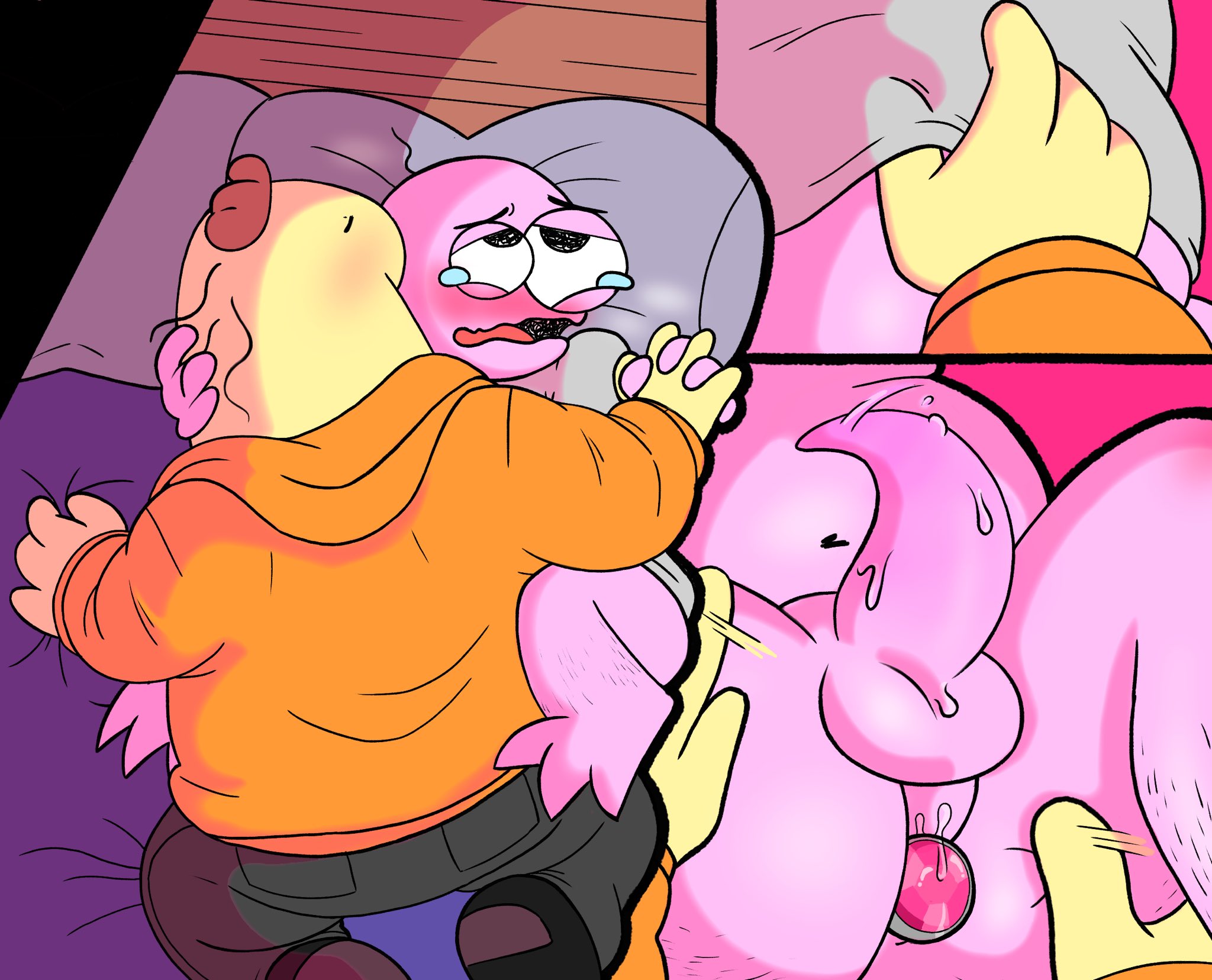 anal plug, ballsweatmagnet, bed, buttplug, buttplug in ass, charlie (smiling friends), comic, comic page, erection, foreplay, gay, handholding, imminent sex, in heat, kiss on cheek, lifting shirt, male, male focus, male on male, male only, male/male, page 7, part of a series, penis, pim (smiling friends), smiling friends, spreading ass, tagme, tearing up, tentacle penis, toony, yaoi