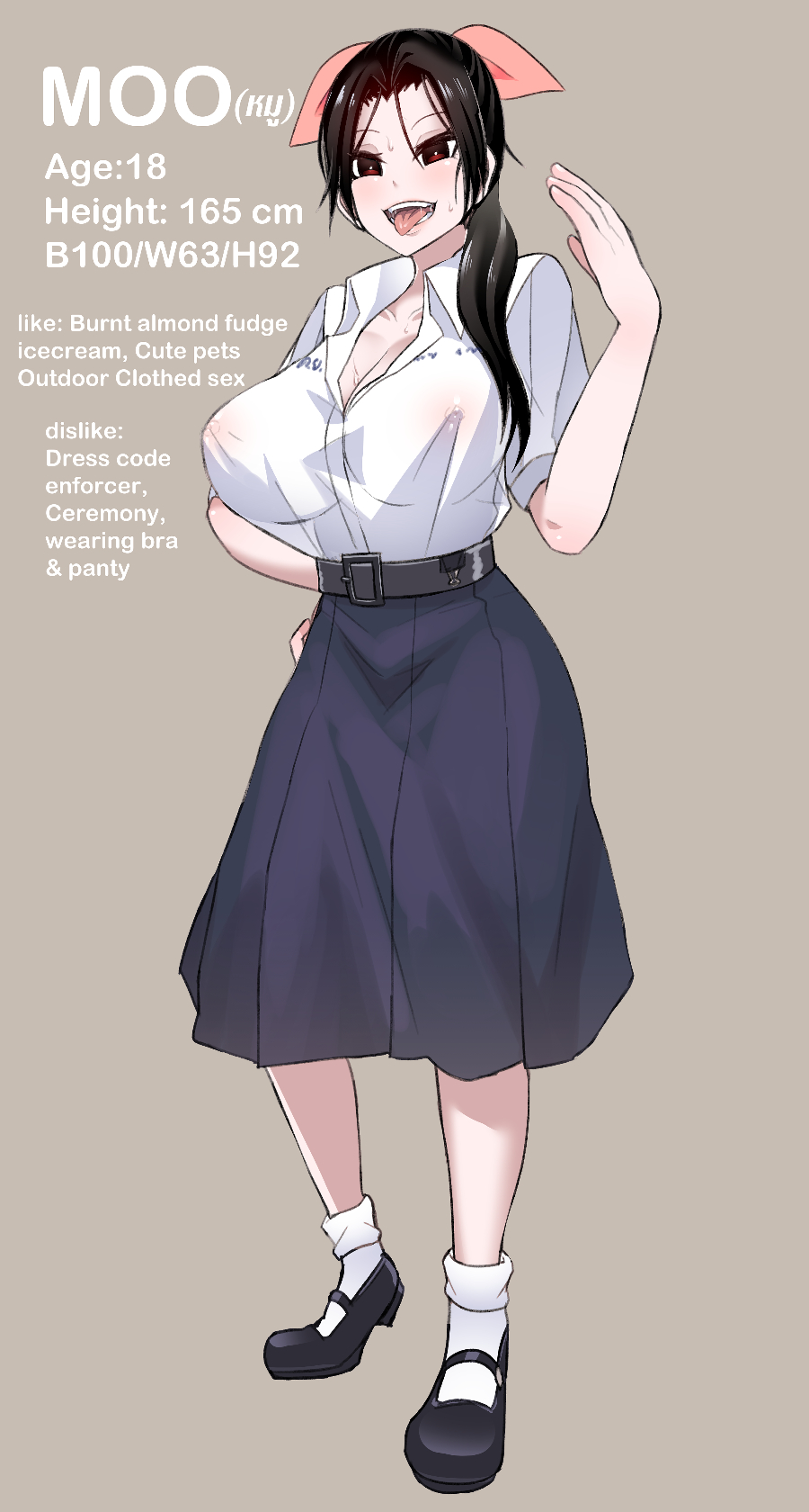 1girls big_breasts breasts busty character_name character_sheet clothing curvaceous curvy curvy_body curvy_female curvy_figure curvy_hips exhibitionism female female_focus female_only huge_breasts kannovaku large_breasts mary_janes moo_(kannovaku) ponytail profile school_uniform schoolgirl schoolgirl_uniform see-through see-through_clothing skirt slim_waist solo solo_female thick_thighs thighs ukavonnak voluptuous wide_hips