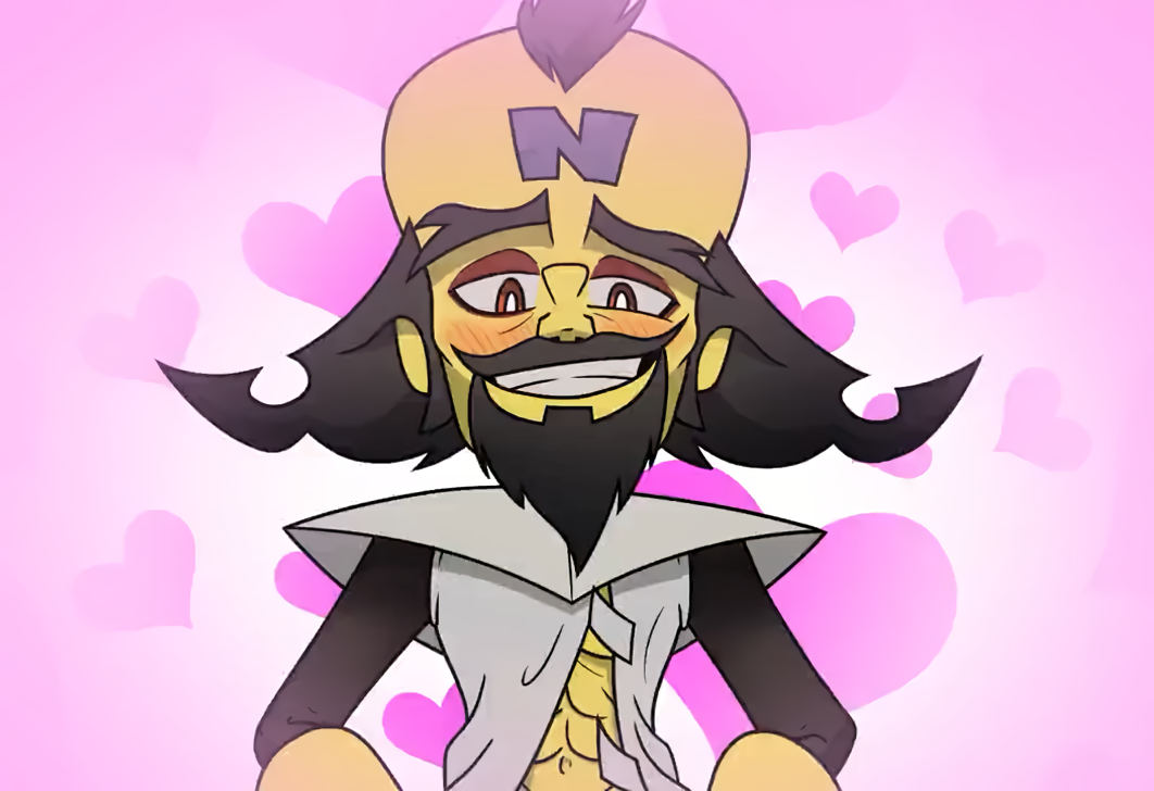 1boy black_hair blush crash_(series) doctor_neo_cortex heart male male_focus male_only male_solo muscular neo_cortex solo_male suggestive undressing