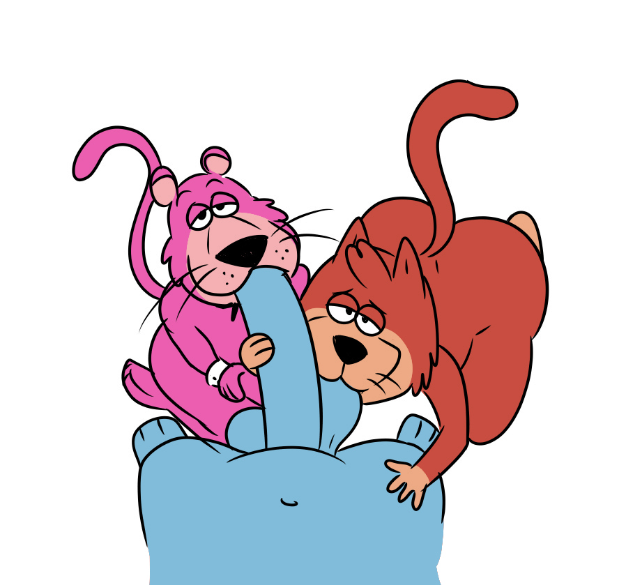 blowjob blue_fur double_fellatio drawfag drawthread_request feline fellatio fur furry gay hanna-barbera huckleberry_hound human jellystone_(hbo_max) male male/male male/male/male male_only male_pov mr._jinks penis snagglepuss snagglepuss_(series) tagme the_huckleberry_hound_show threesome yaoi