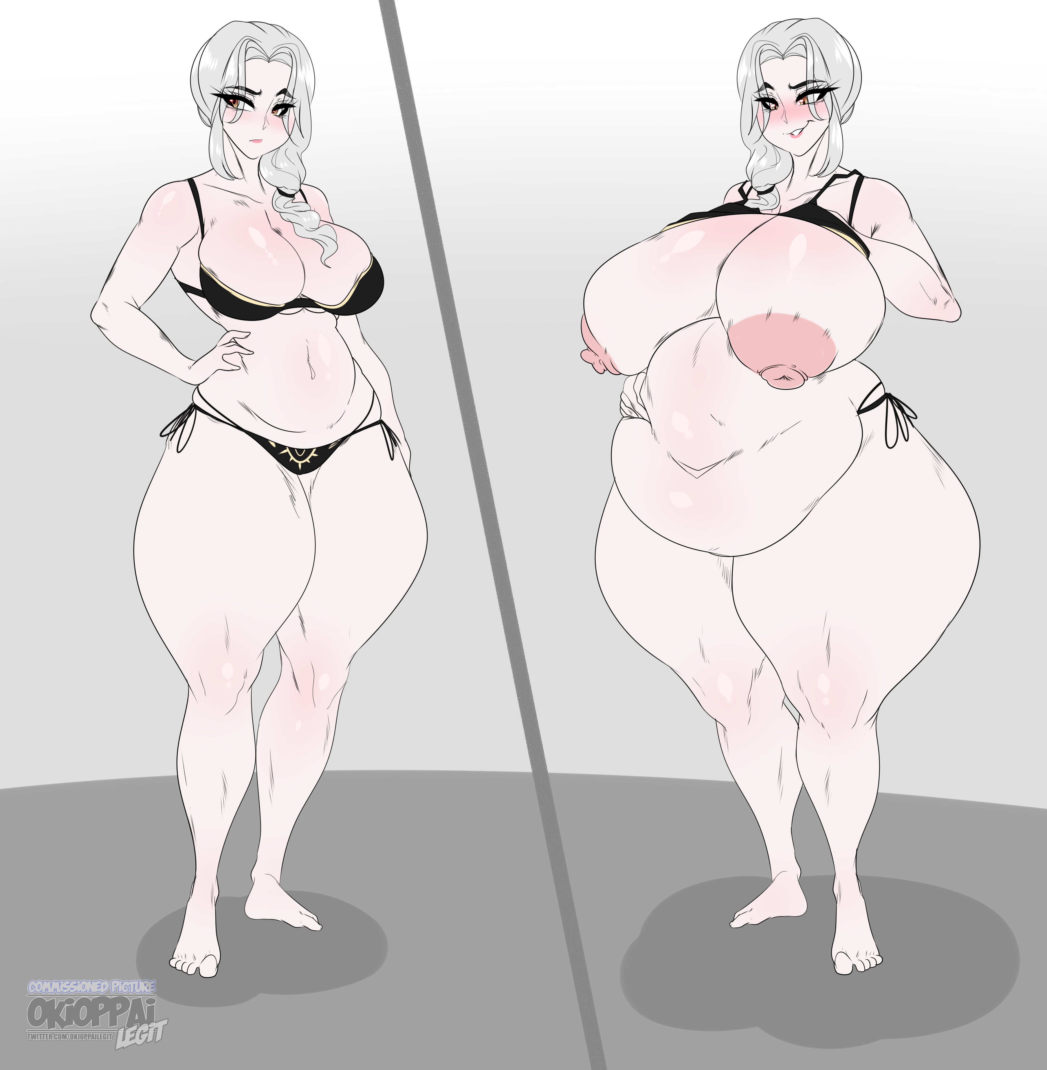 1girls, after vore, bbw, belly, big belly, big breasts, breasts, chubby, commission, digestion, fat, female, female pred, okioppai, overweight, slightly chubby, thick thighs, voluptuous, vore, weight gain