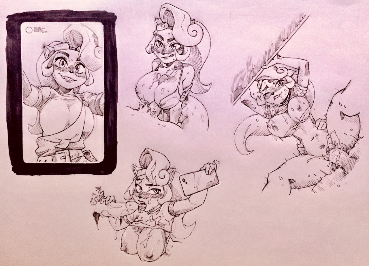 1boy, 1girls, 2022, areolae, biting lip, bottomless, bra, breasts, breasts out, clothed, clothing, coco bandicoot, crash (series), cum, cum in mouth, cum in pussy, cum inside, cum on breasts, cum on face, duo, faceless male, female, handjob, huge breasts, licking lips, long hair, male, monochrome, navel, nipples, paizuri, penetration, penis, phone, pussy, sex, shirt, shirt lift, sketch, smile, straight, twistedterra, vaginal penetration