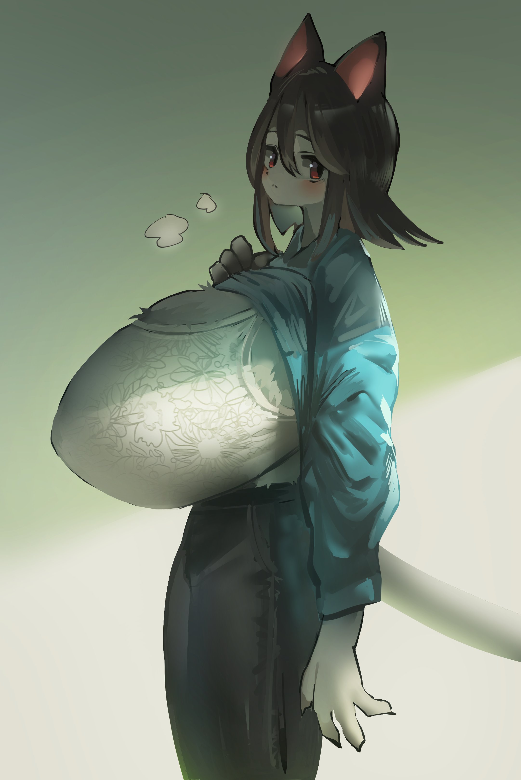animal ears, anthro, big breasts, blush, breasts, breasts bigger than head, female, fur, tagme, utterangle, wolf ears, wolf girl
