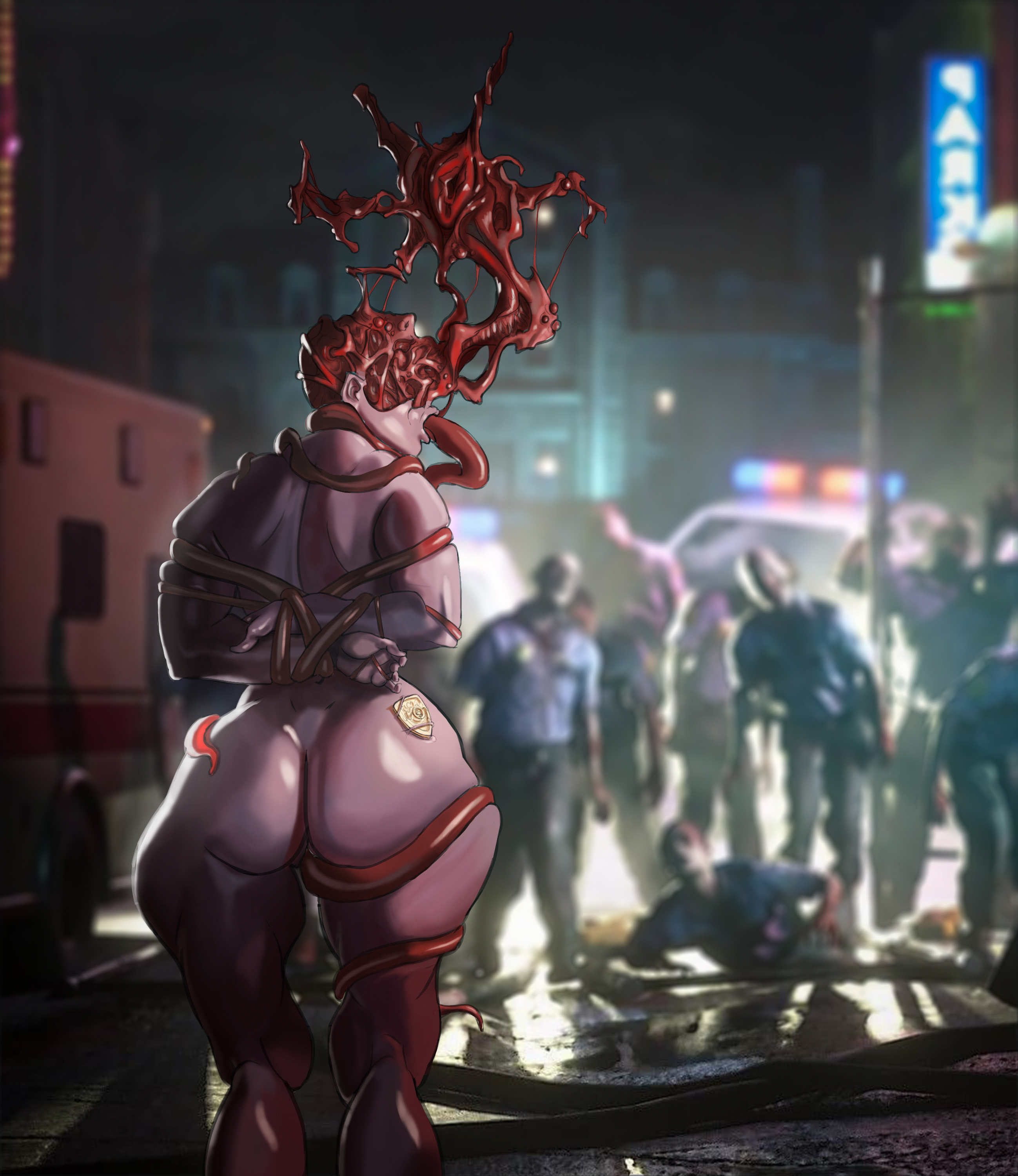 amandovakin, ass, big ass, female, gore, guro, jill valentine, jill valentine (sasha zotova), mutation, resident evil, thick, zombie girl
